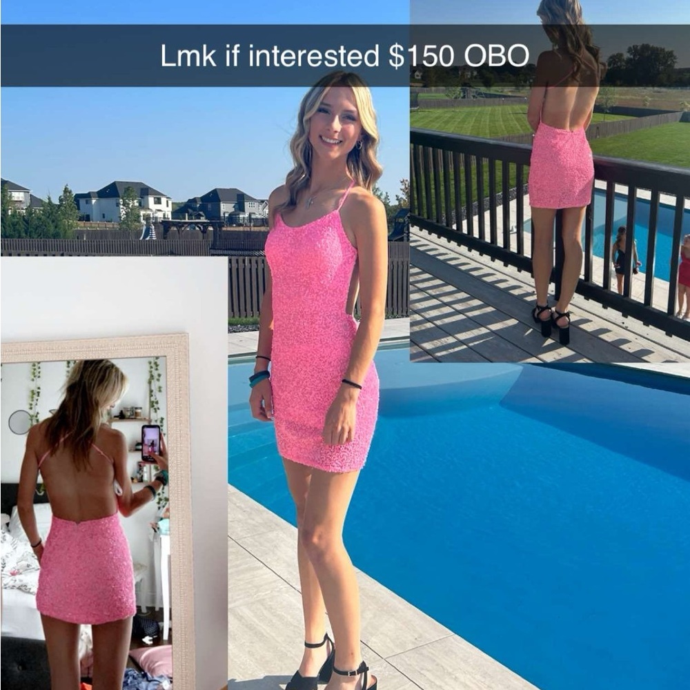 Pink Sequin Mini Dress